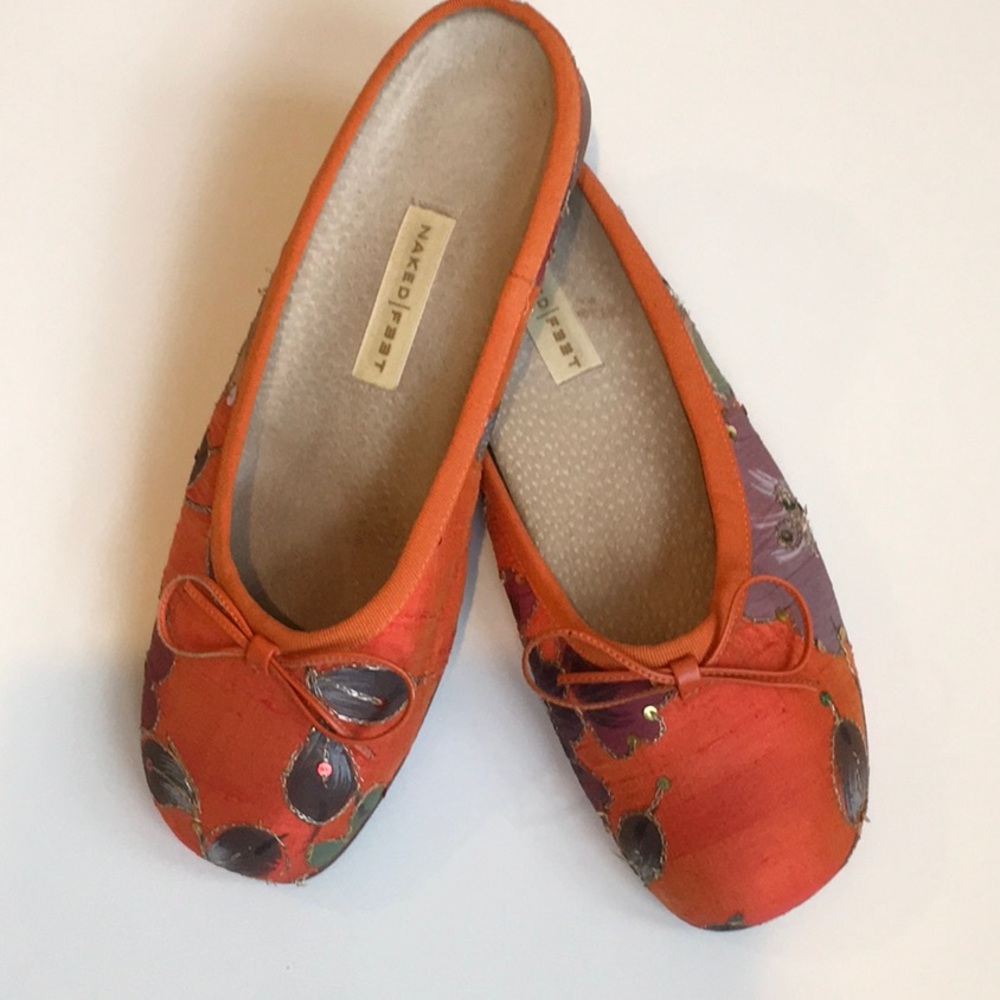 Naked Feet Orange and Purple Slippers with Playful Design